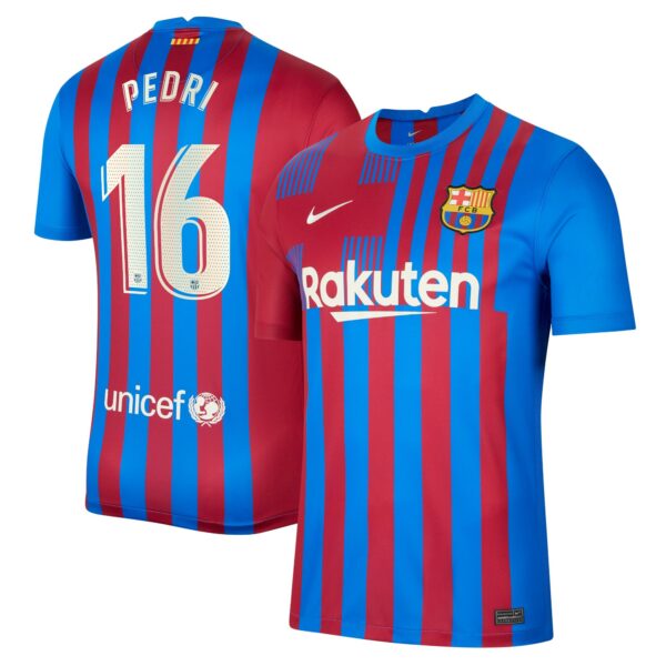 Barcelona Home Stadium Shirt 2021-22 with Pedri 16 printing