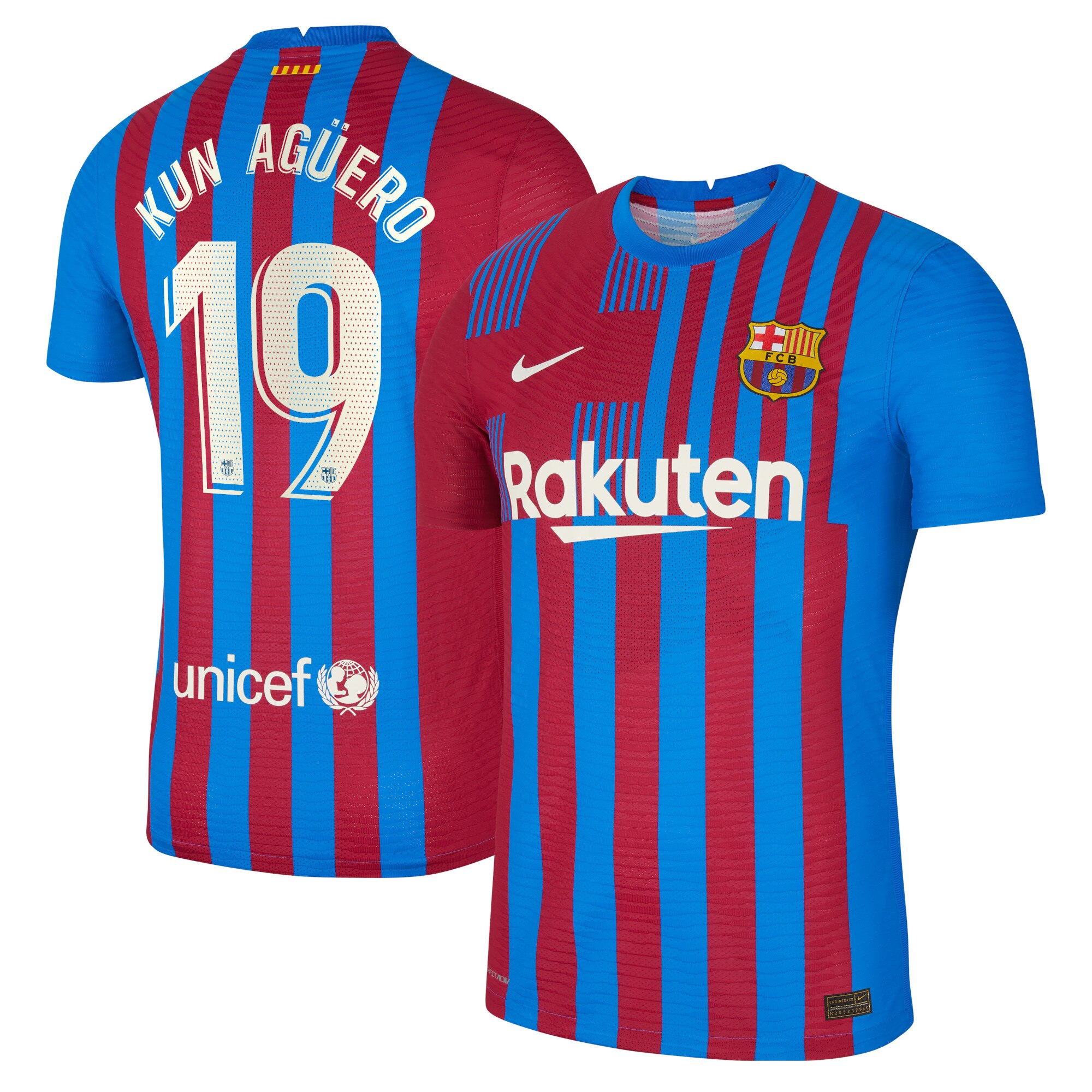 Barcelona Home Vapor Match Shirt 2021-22 with Kun Aguero 19 printing