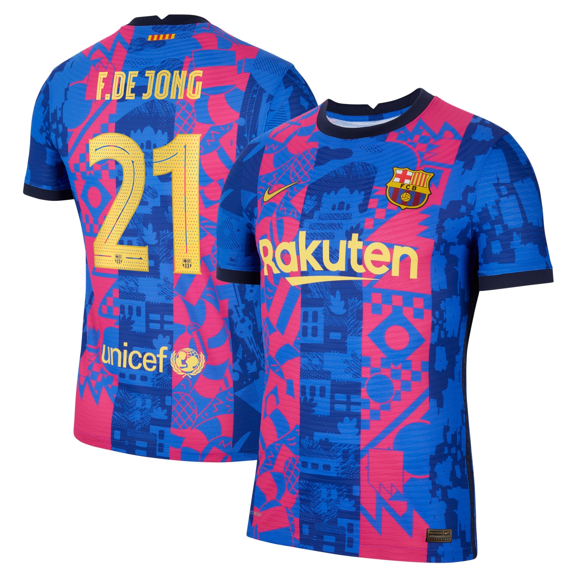Barcelona Third Vapor Match Shirt 2021-22 with F. De Jong 21 printing