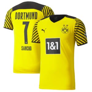 Borussia Dortmund Home Authentic Shirt 2021-22 with Sancho 7 printing