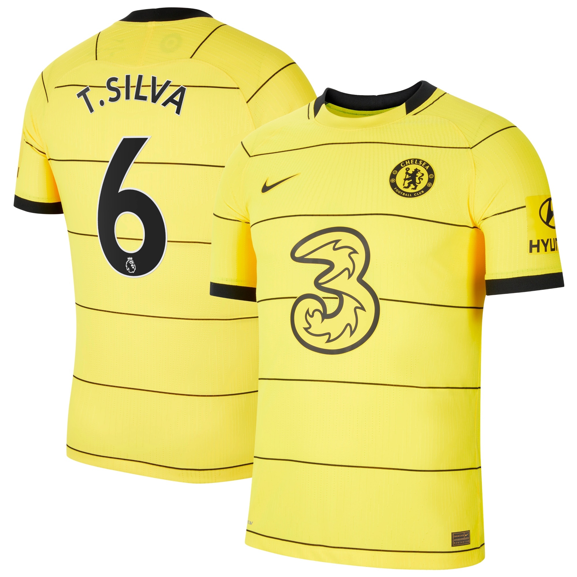 Chelsea Away Vapor Match Shirt 2021-22 with T. Silva 6 printing