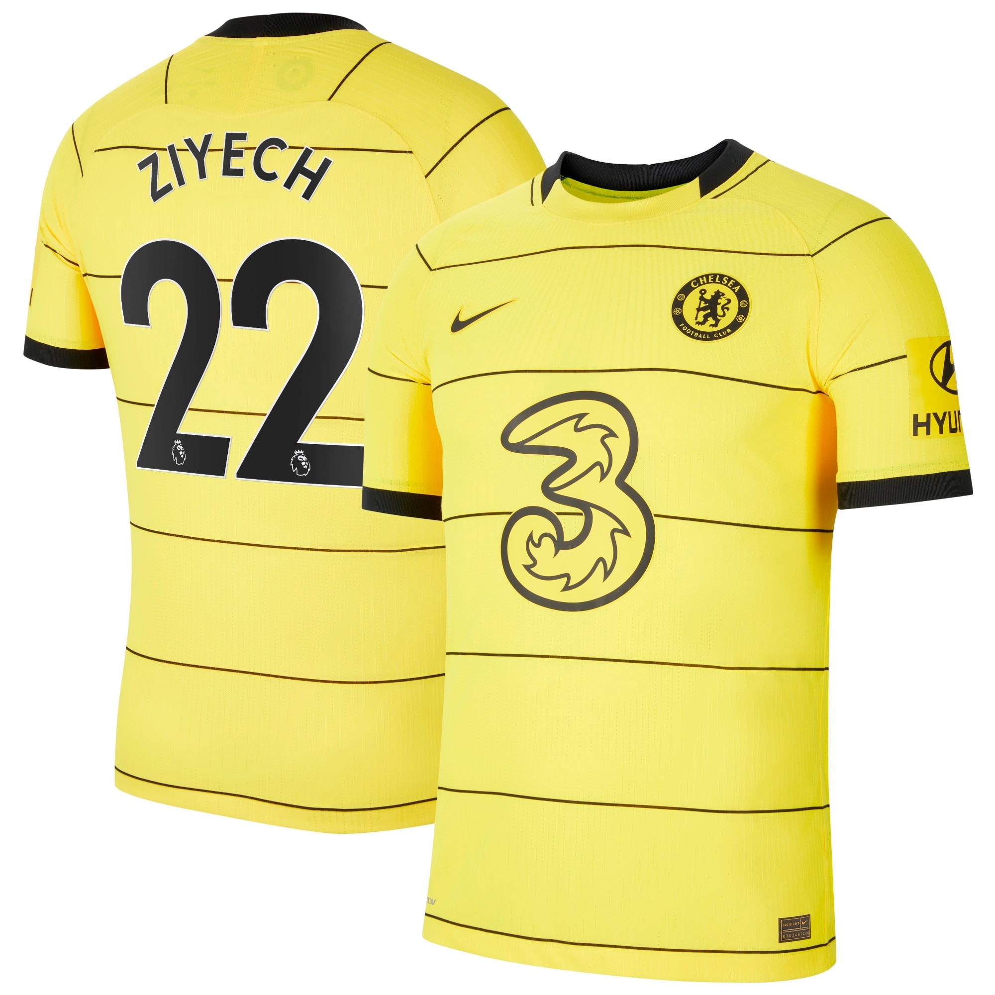 Chelsea Away Vapor Match Shirt 2021-22 with Ziyech 22 printing