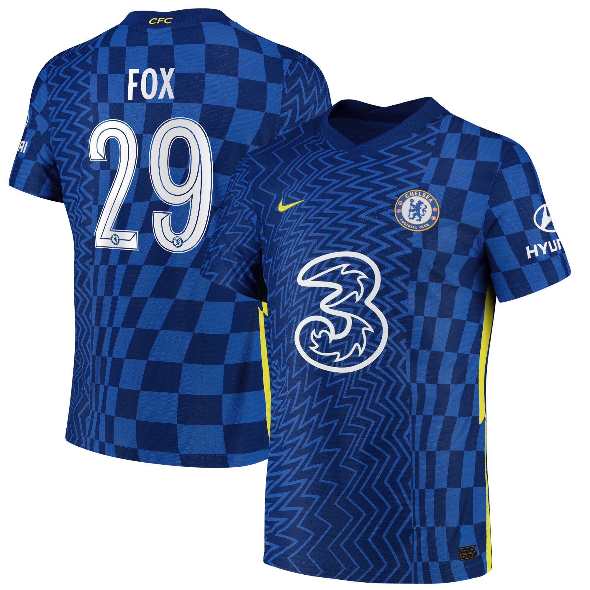 Chelsea Cup Home Vapor Match Shirt 2021-22 with Fox 29 printing