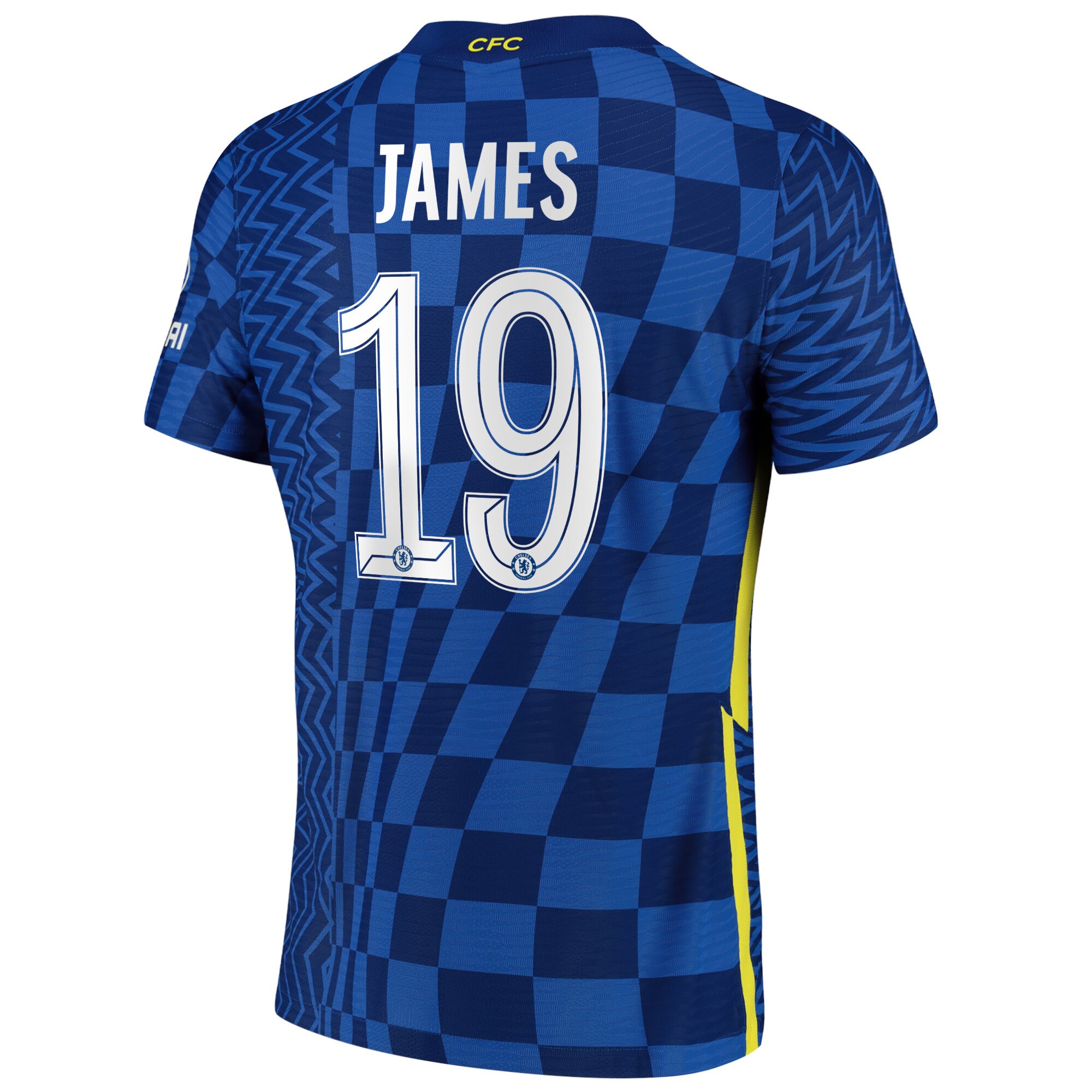 Chelsea Cup Home Vapor Match Shirt 2021-22 with James 19 printing