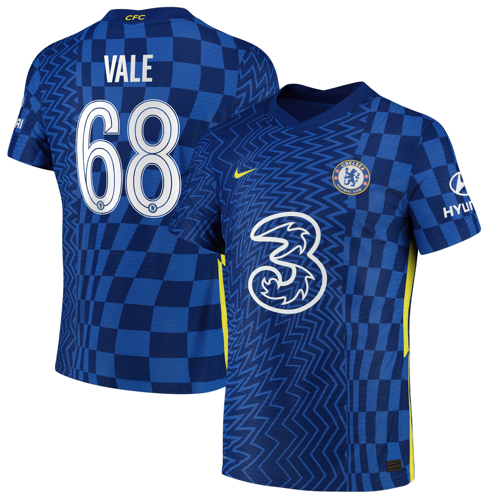 Chelsea Cup Home Vapor Match Shirt 2021-22 with Vale 68 printing