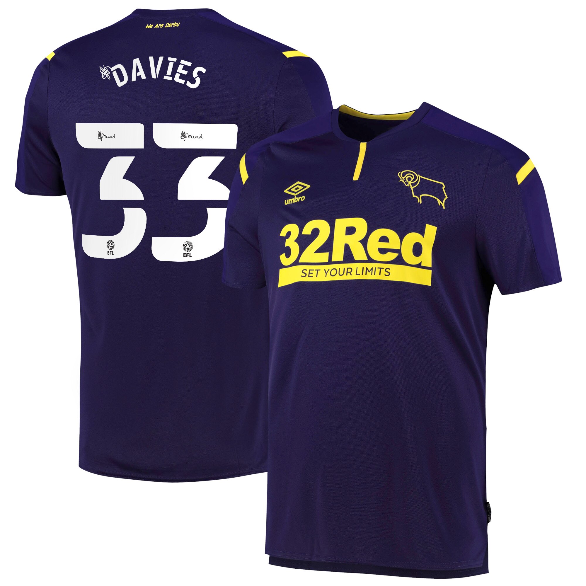 Derby County Third Shirt 2021-22 with Davies 33 printing