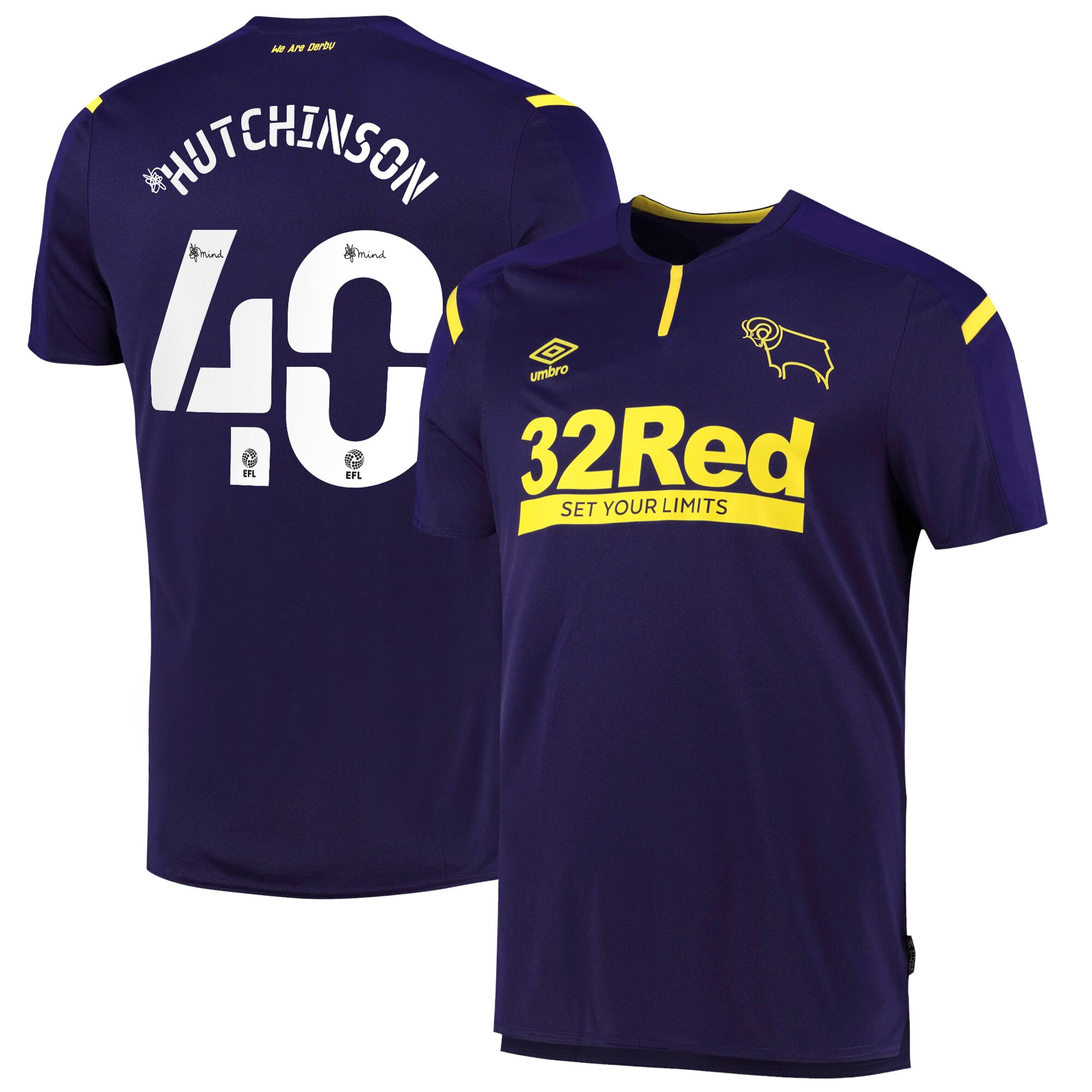 Derby County Third Shirt 2021-22 with Hutchinson 40 printing