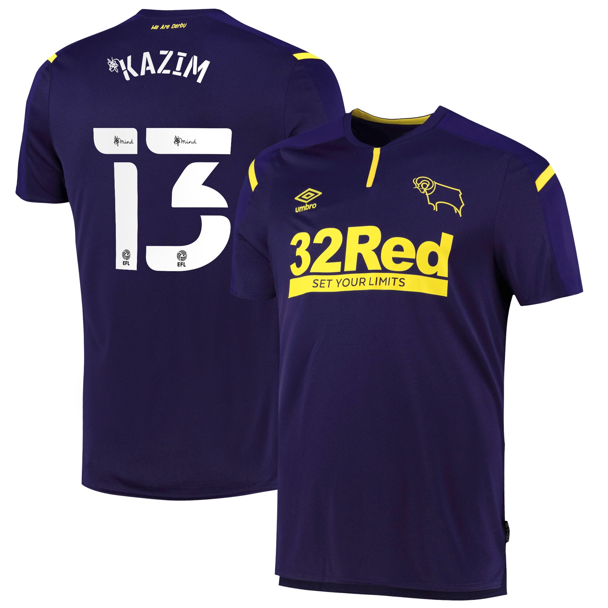 Derby County Third Shirt 2021-22 with Kazim 13 printing