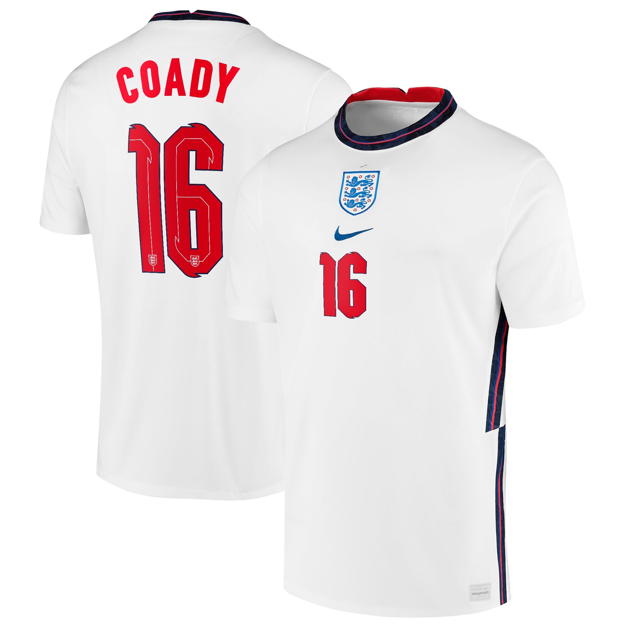 England Home Stadium Shirt 2020-22 with Coady 16 printing