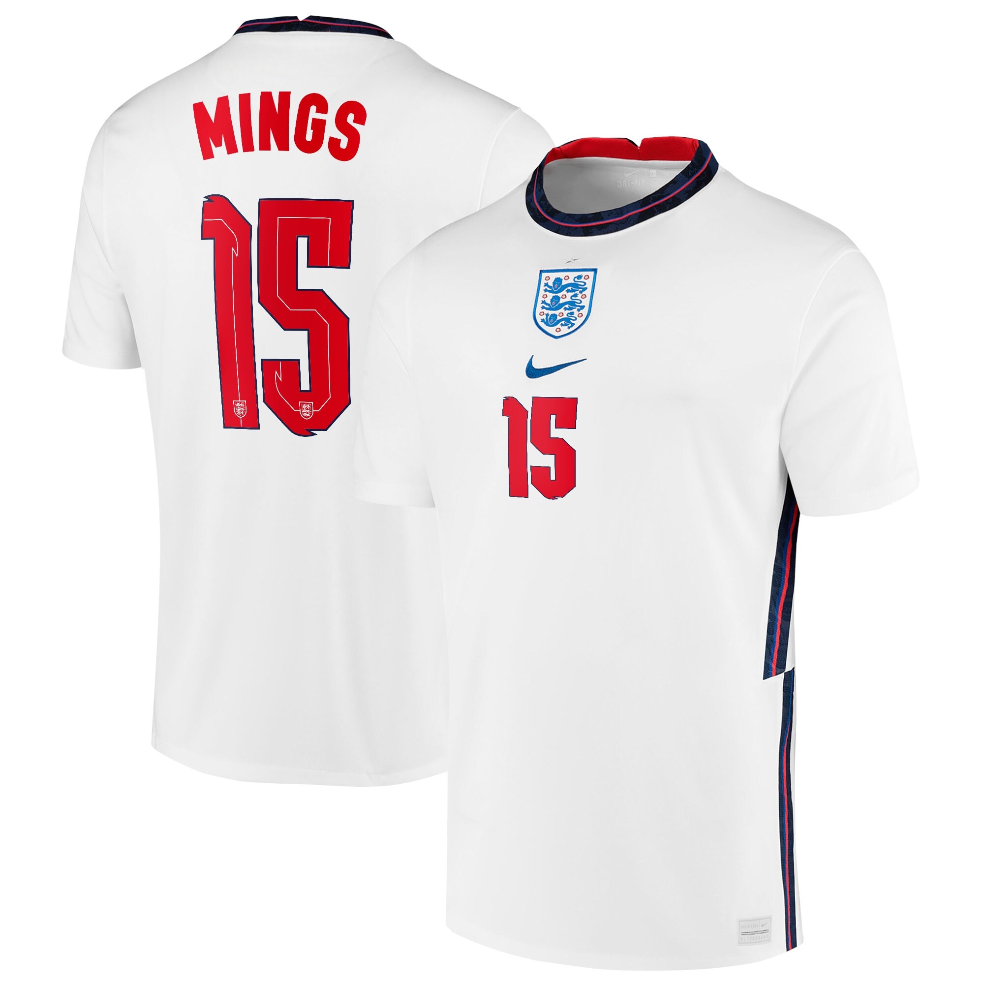 England Home Stadium Shirt 2020-22 with Mings 15 printing