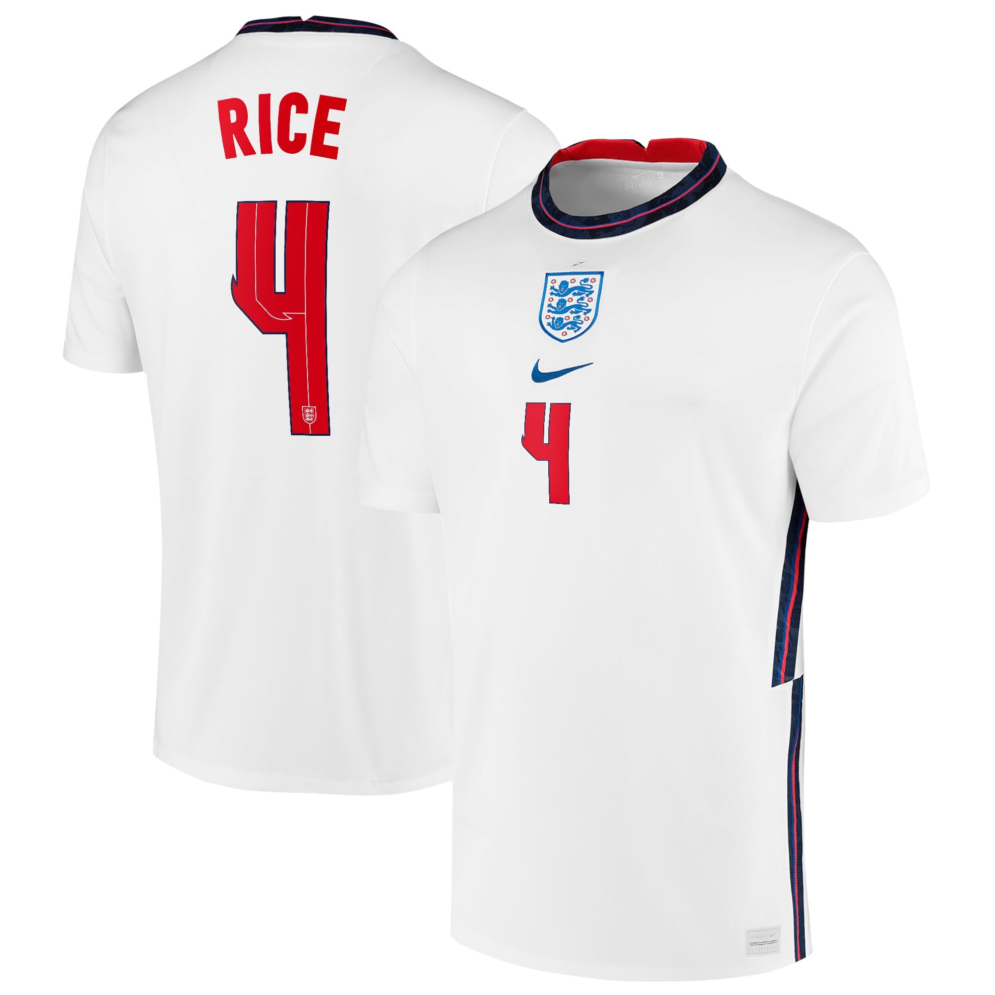 England Home Stadium Shirt 2020-22 with Rice 4 printing
