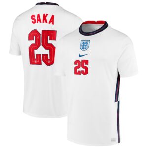 England Home Stadium Shirt 2020-22 with Saka 25 printing