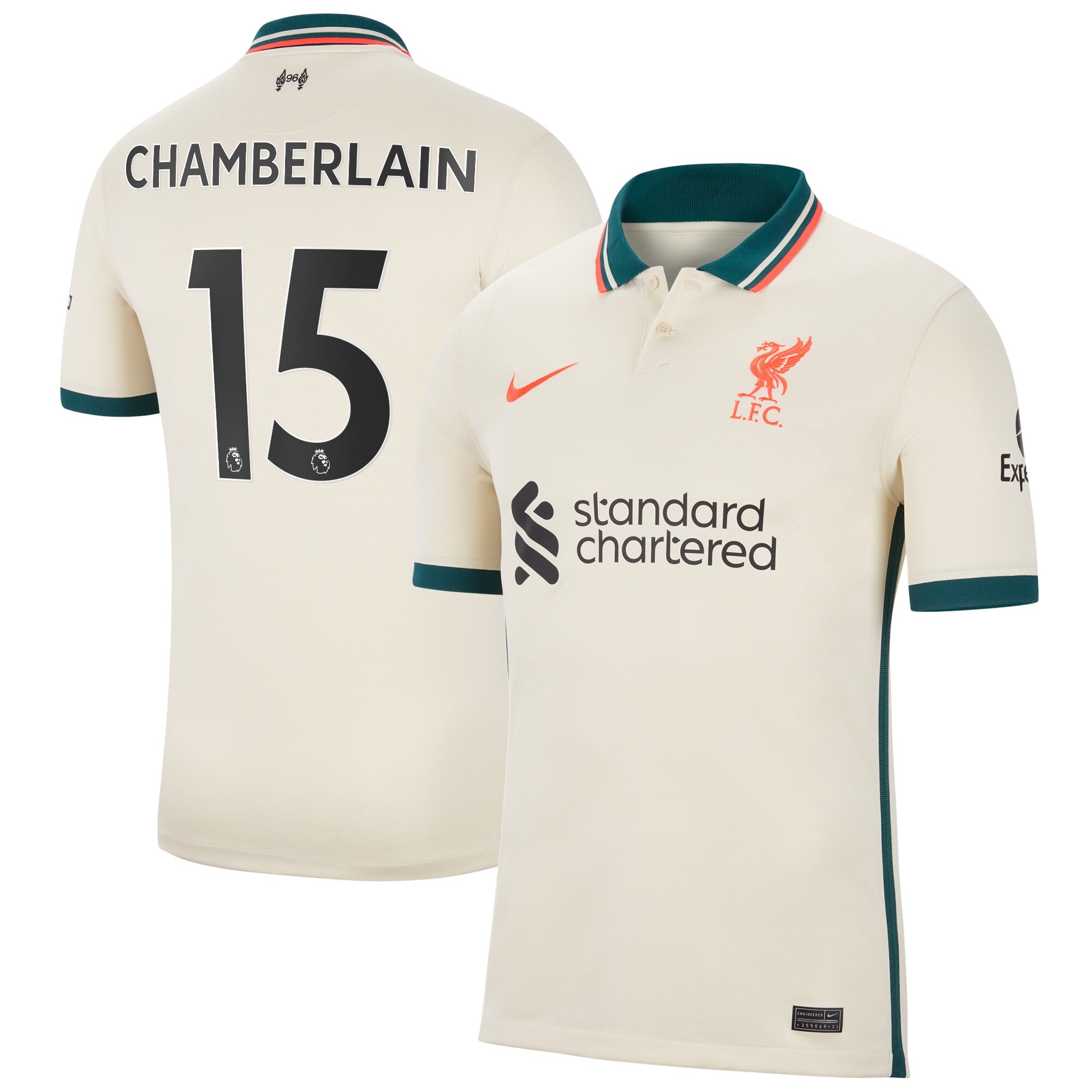 Liverpool Away Stadium Shirt 2021-22 with Chamberlain 15 printing