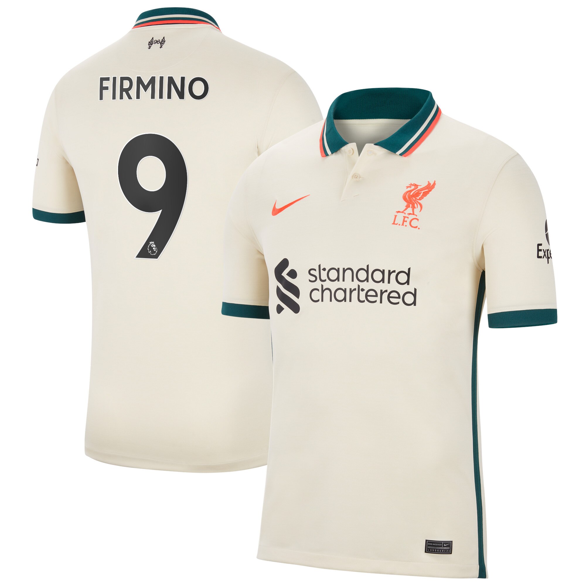 Liverpool Away Stadium Shirt 2021-22 with Firmino 9 printing