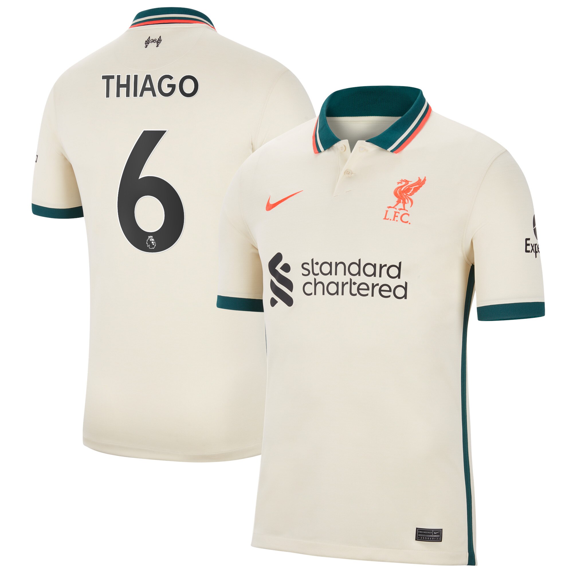 Liverpool Away Stadium Shirt 2021-22 with Thiago 6 printing