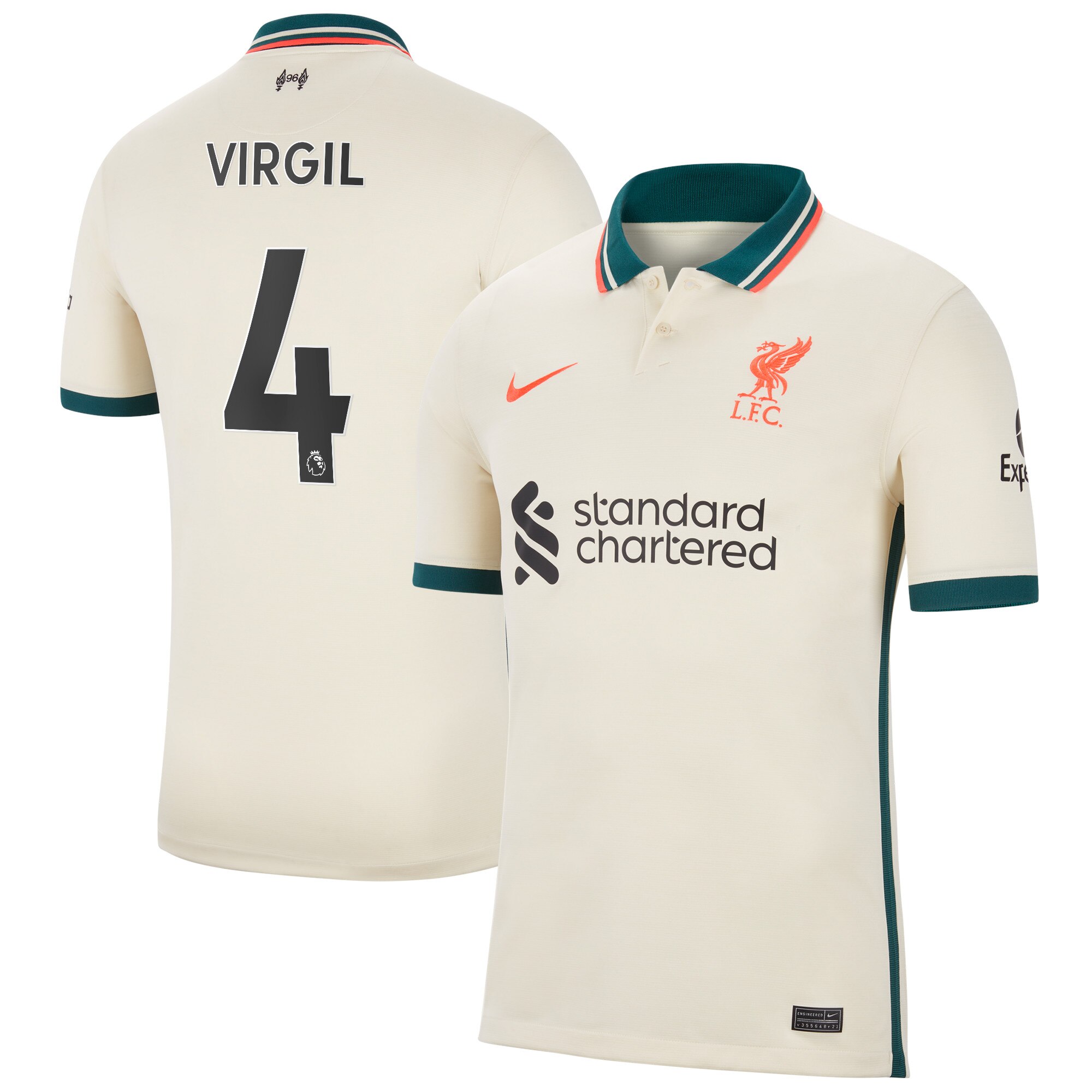 Liverpool Away Stadium Shirt 2021-22 with Virgil 4 printing