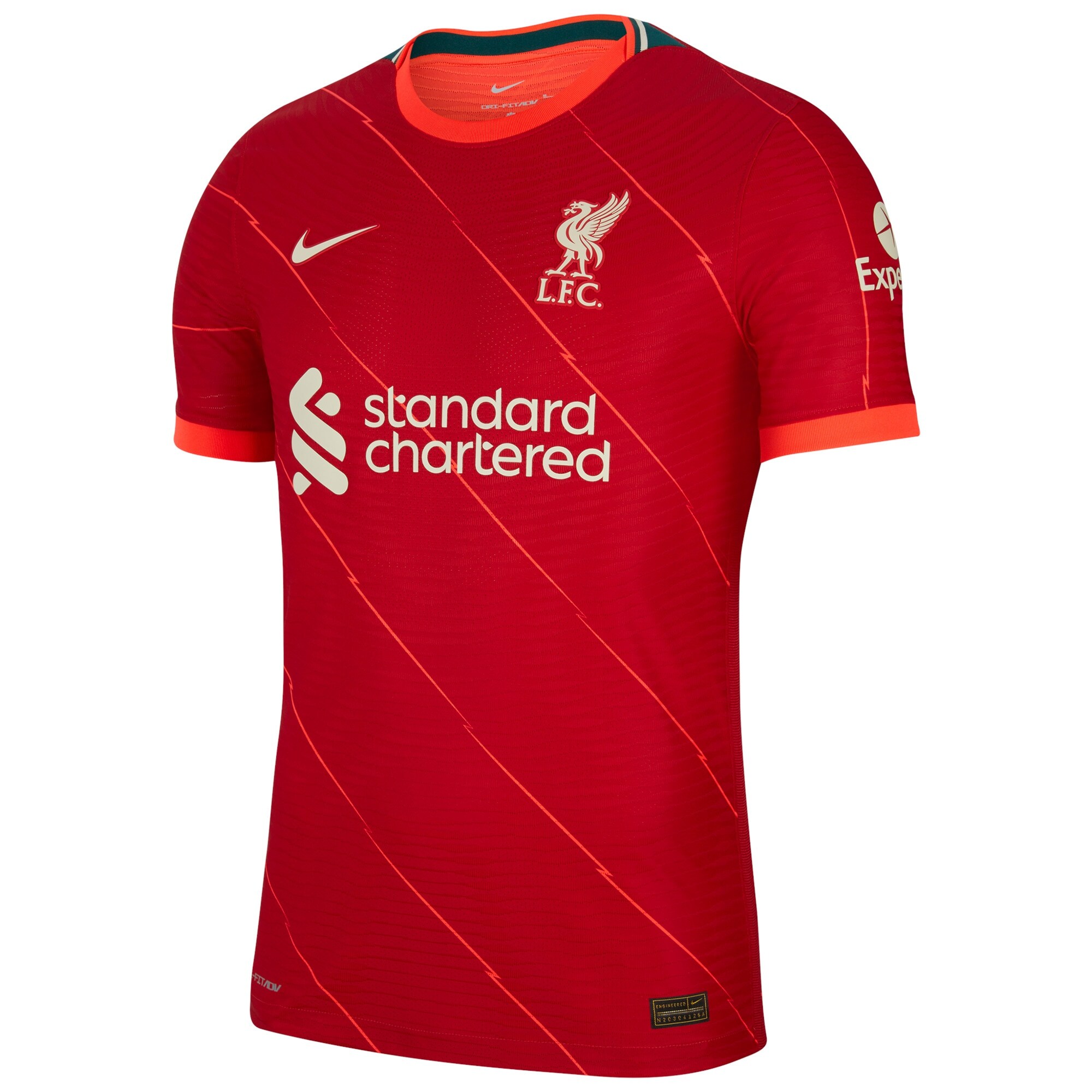 Liverpool Home Vapor Match Shirt 2021-22 with Chamberlain 15 printing