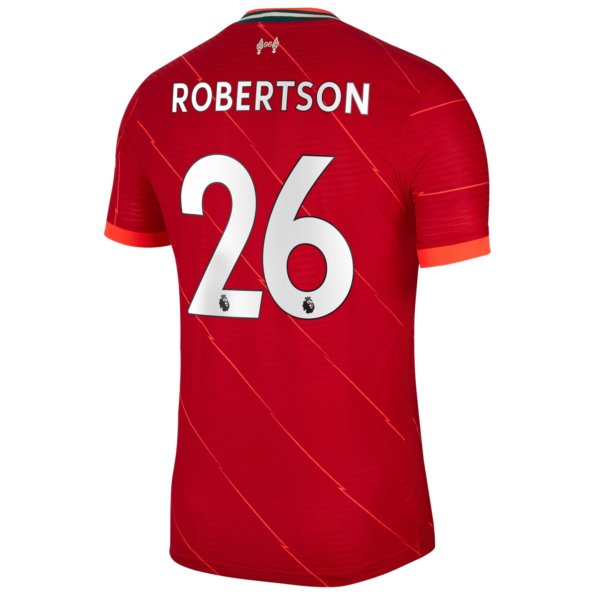 Liverpool Home Vapor Match Shirt 2021-22 with Robertson 26 printing