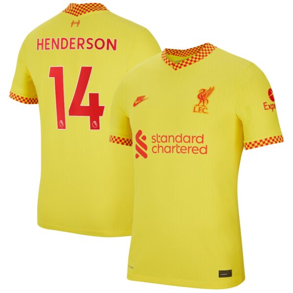 Liverpool Third Vapor Match Shirt 2021-22 with Henderson 14 printing