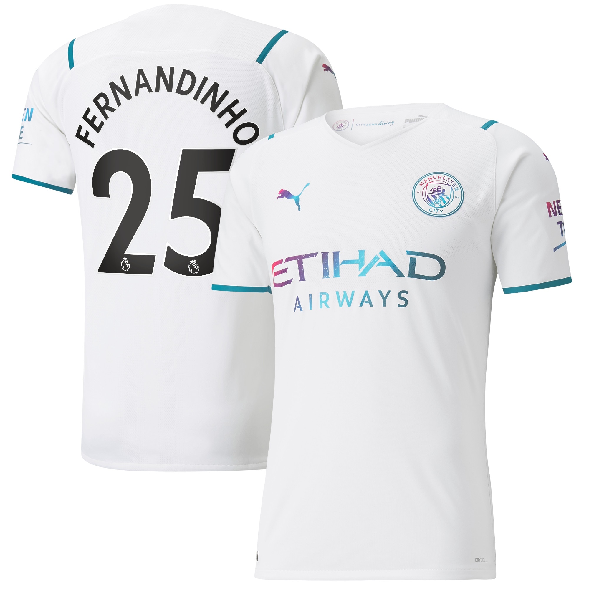 Manchester City Authentic Away Shirt 2021-22 with Fernandinho 25 printing