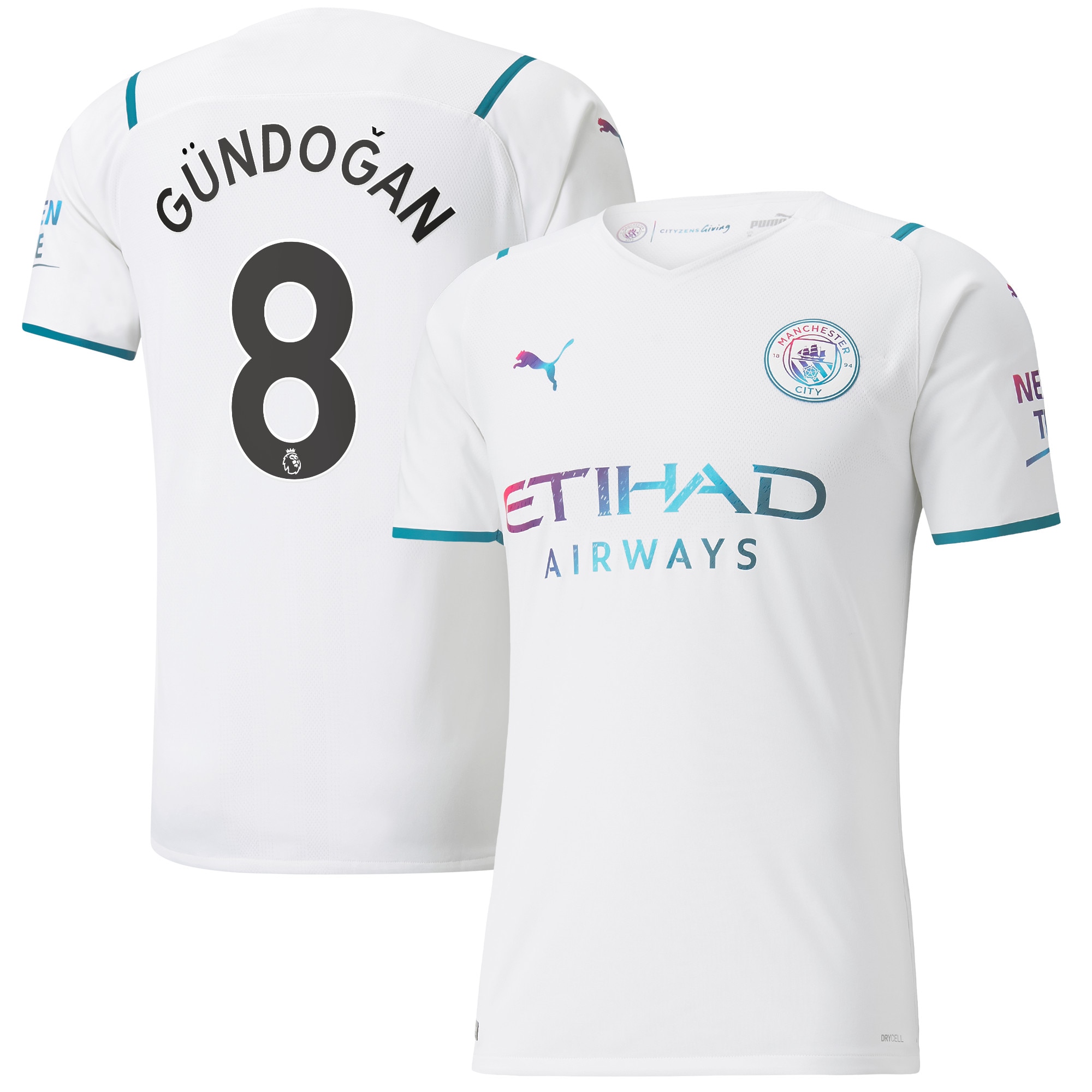 Manchester City Authentic Away Shirt 2021-22 with Gündogan 8 printing