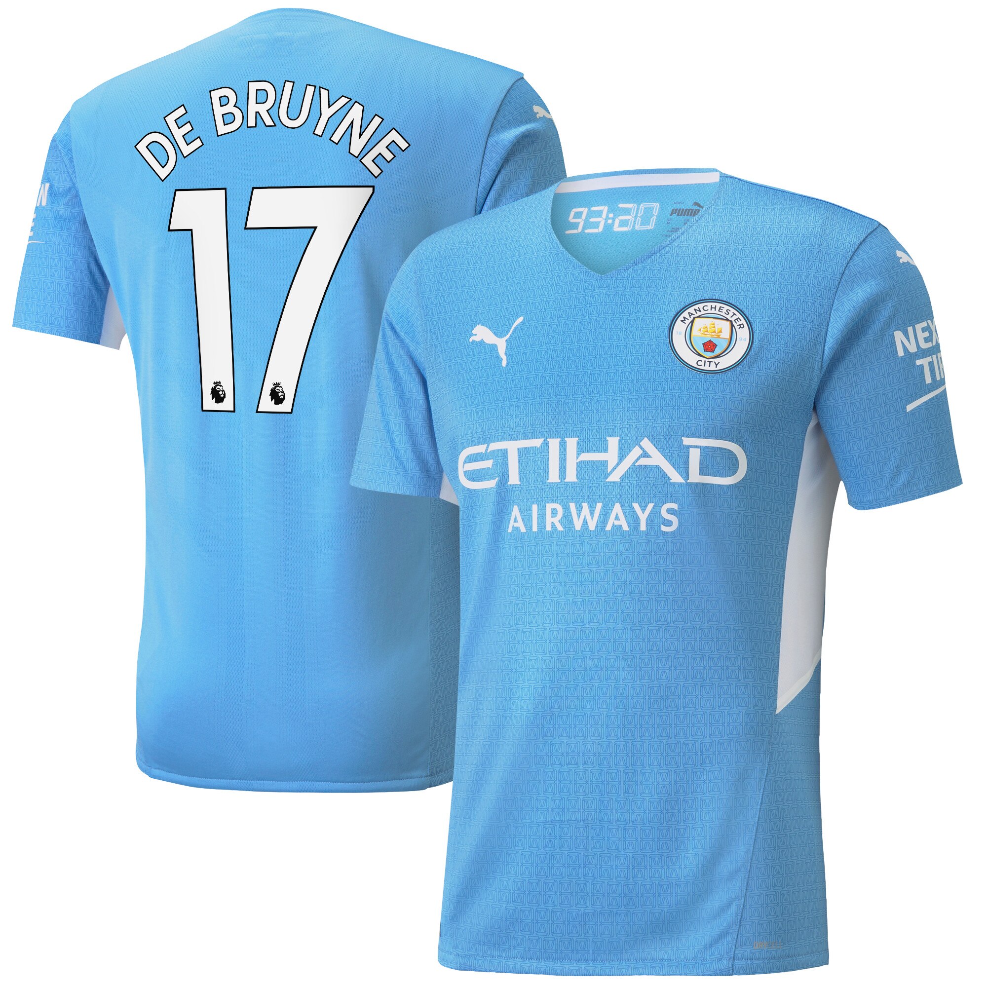 Manchester City Authentic Home Shirt 2021-22 with De Bruyne 17 printing