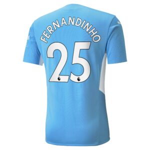 Manchester City Authentic Home Shirt 2021-22 with Fernandinho 25 printing