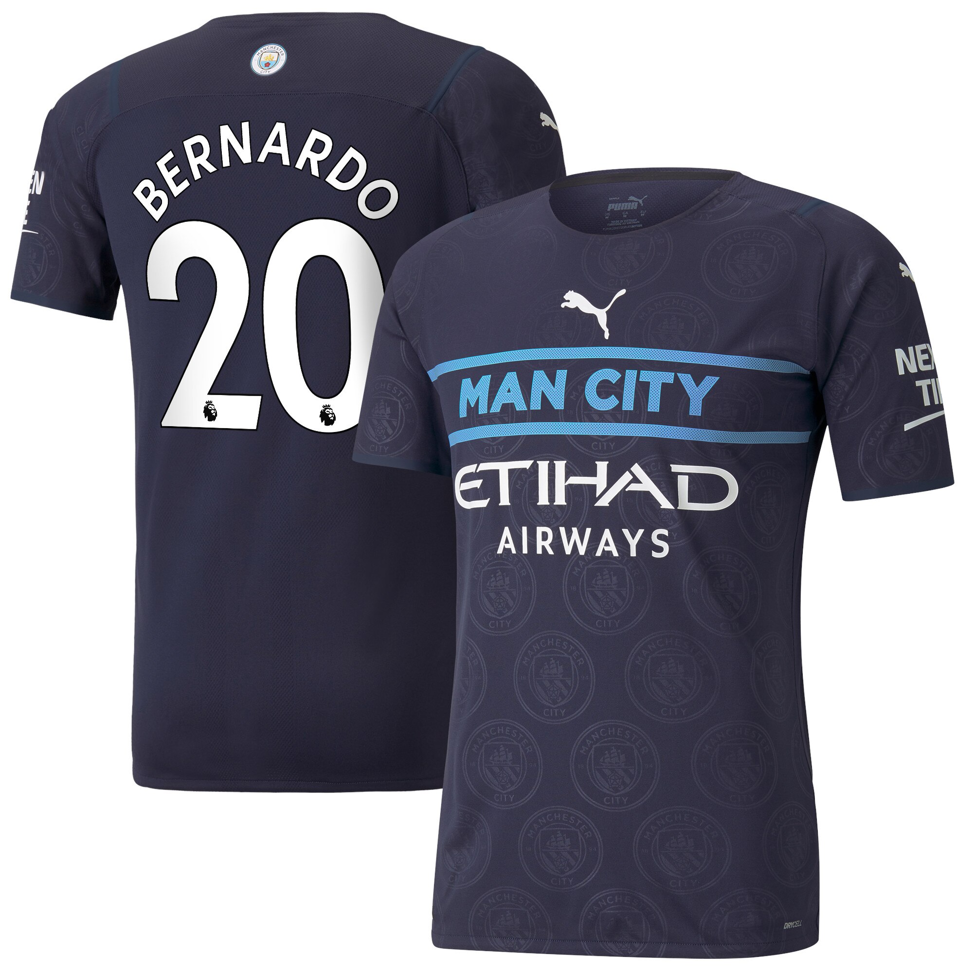 Manchester City Authentic Third Shirt 2021-22 with Bernardo 20 printing
