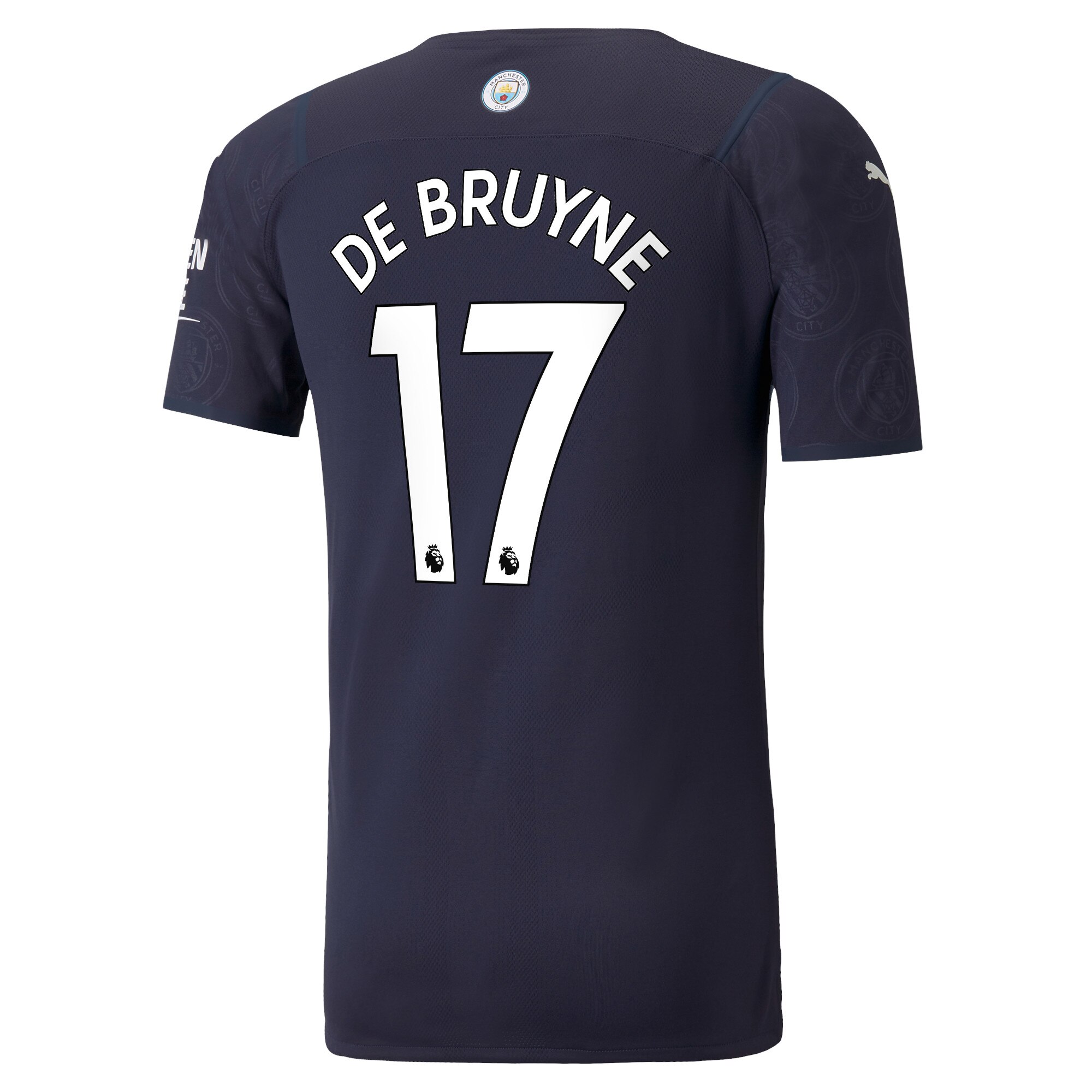 Manchester City Authentic Third Shirt 2021-22 with De Bruyne 17 printing