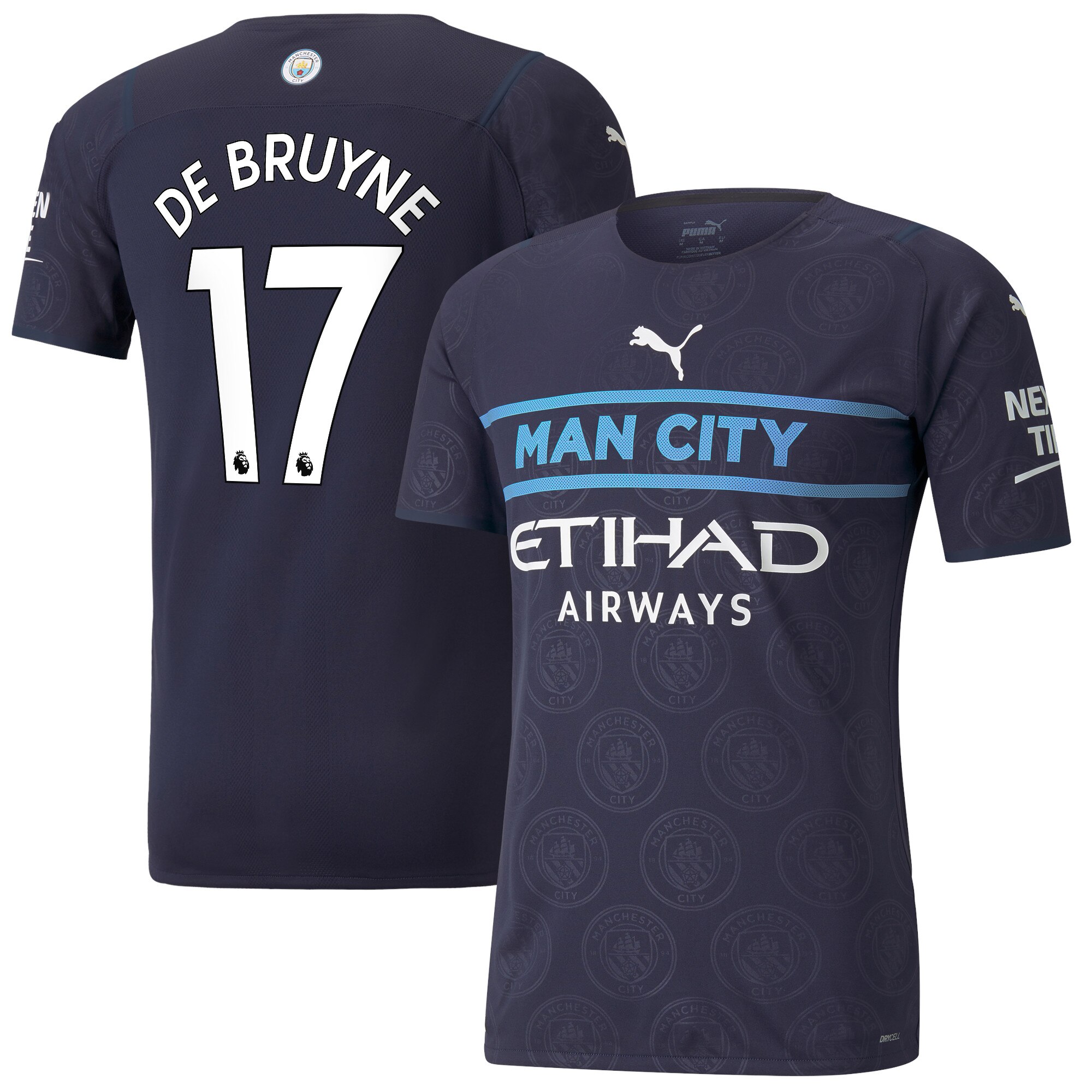 Manchester City Authentic Third Shirt 2021-22 with De Bruyne 17 printing