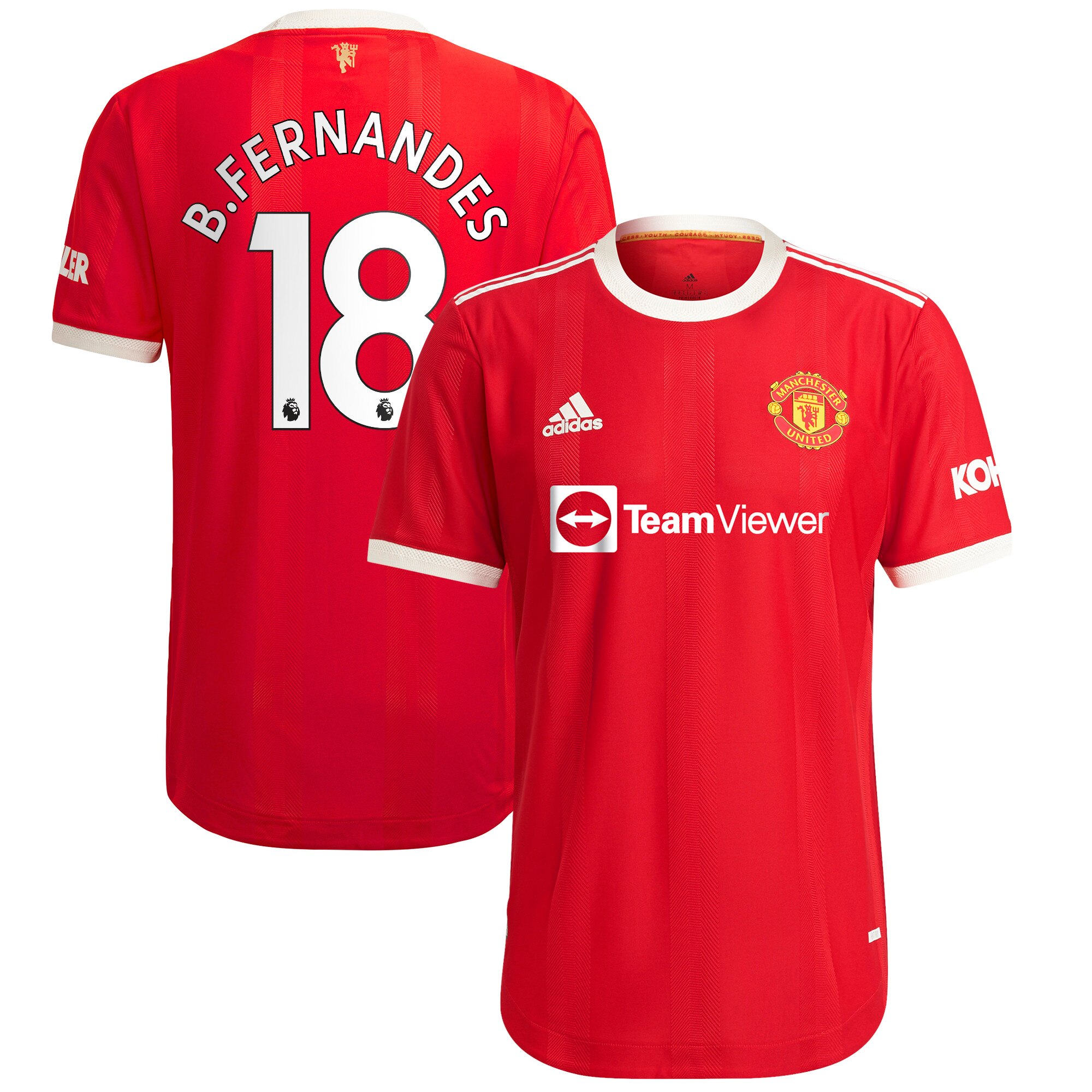 Manchester United Home Authentic Shirt 2021-22 with B.Fernandes 18 printing