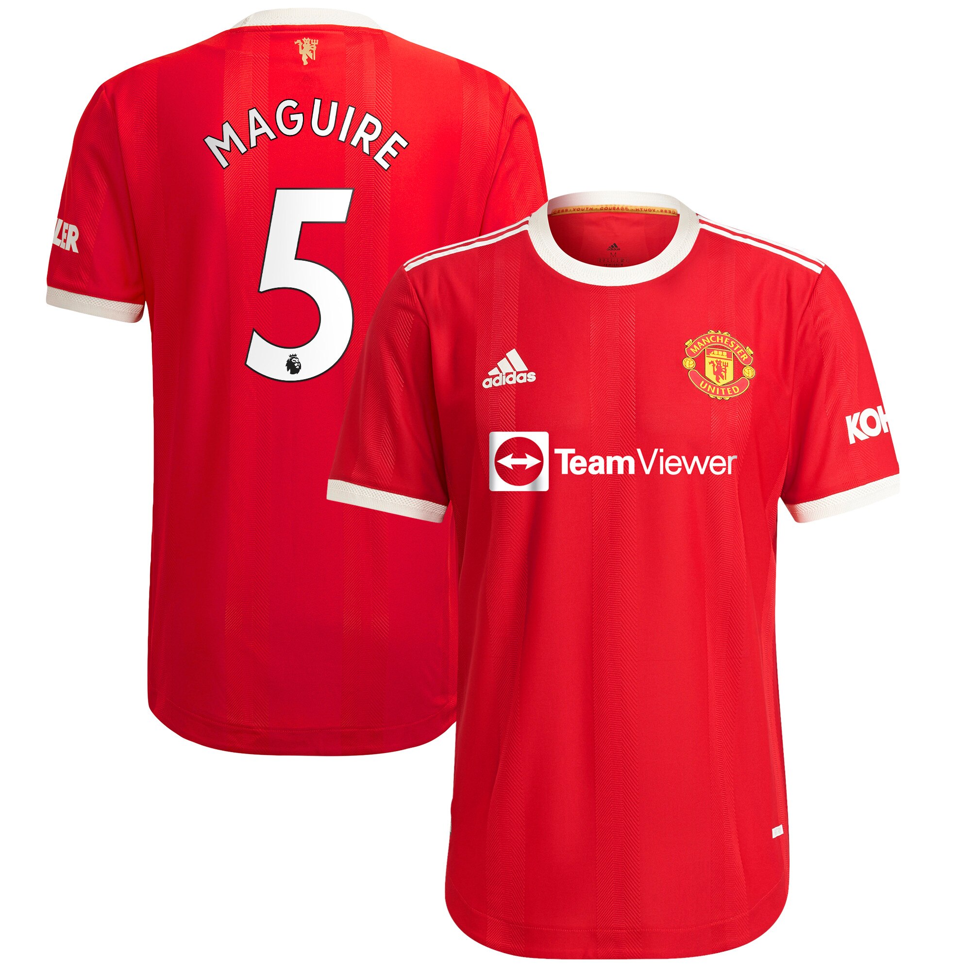 Manchester United Home Authentic Shirt 2021-22 with Maguire 5 printing