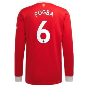 Manchester United Home Shirt 2021-22-Long Sleeve with Pogba 6 printing