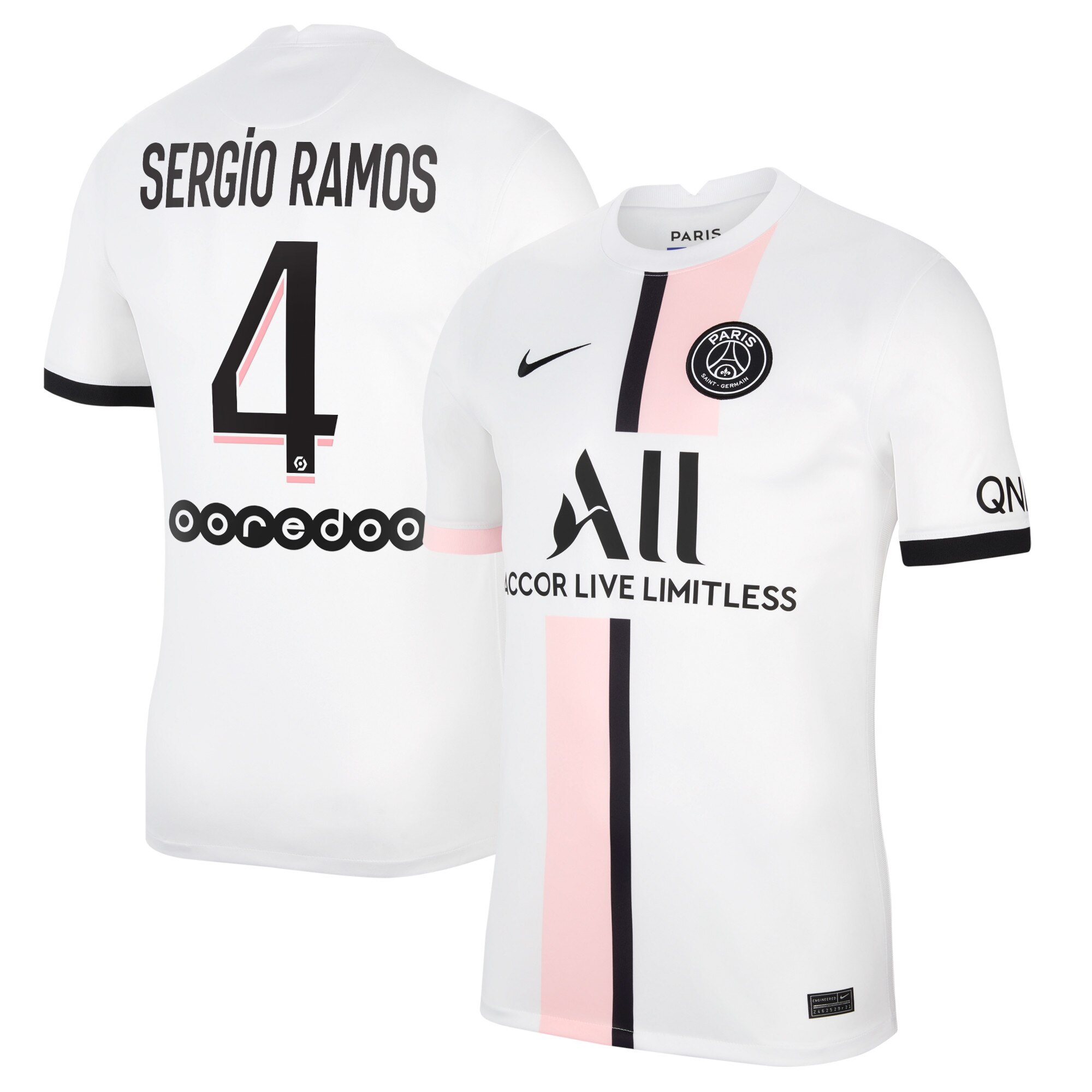 Paris Saint-Germain Away Stadium Shirt 2021-22 with Sergio Ramos 4 printing