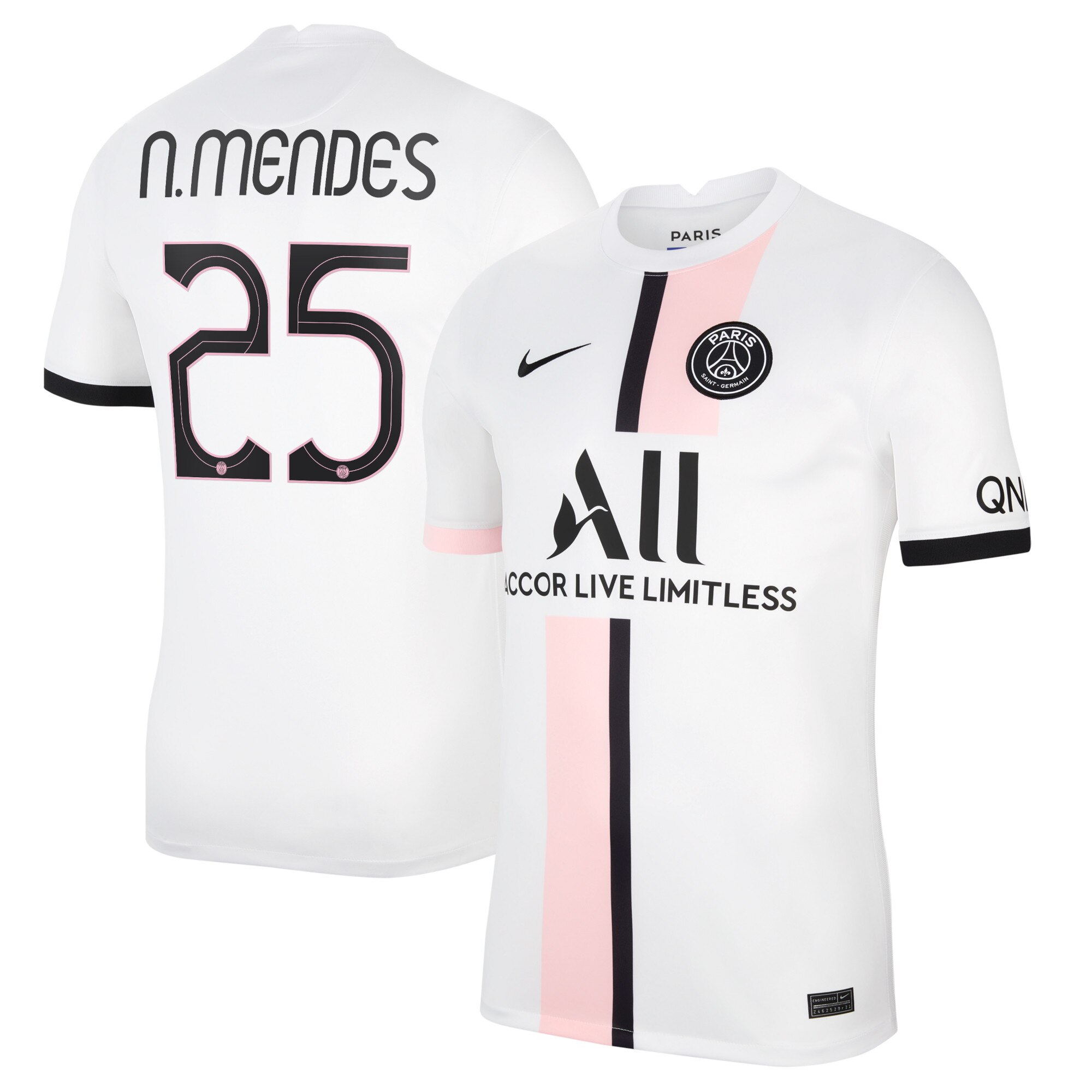 Paris Saint-Germain Cup Away Stadium Shirt 2021-22 with N.Mendes 25 printing