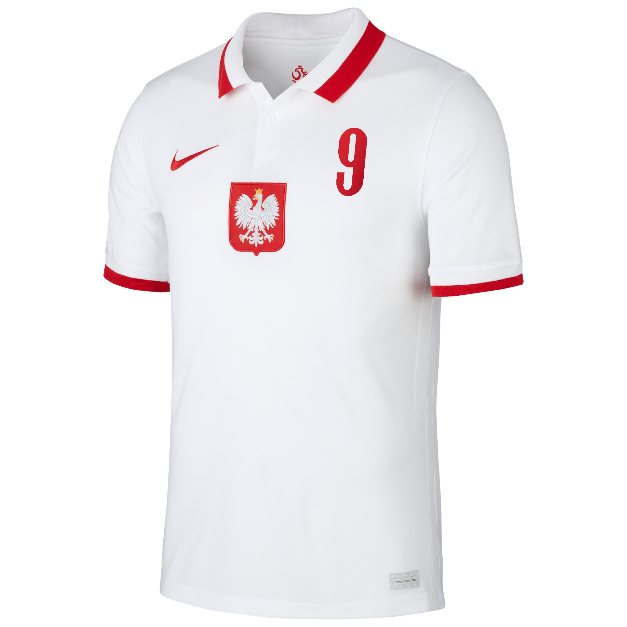 Poland Home Stadium Shirt 2020-21 with Lewandowski 9 printing