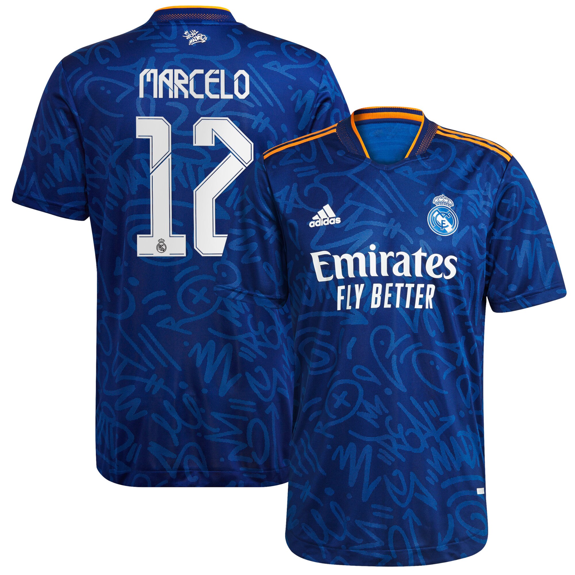 Real Madrid Away Authentic Shirt 2021-22 with Marcelo 12 printing