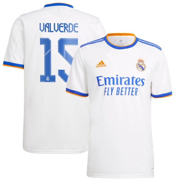 Real Madrid Home Shirt 2021-22 with Valverde 15 printing
