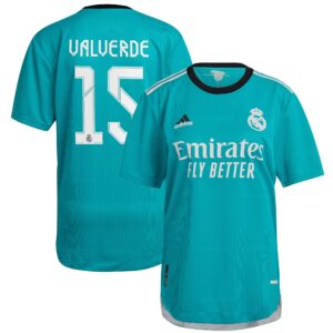 Real Madrid Third Authentic Shirt 2021-22 with Valverde 15 printing
