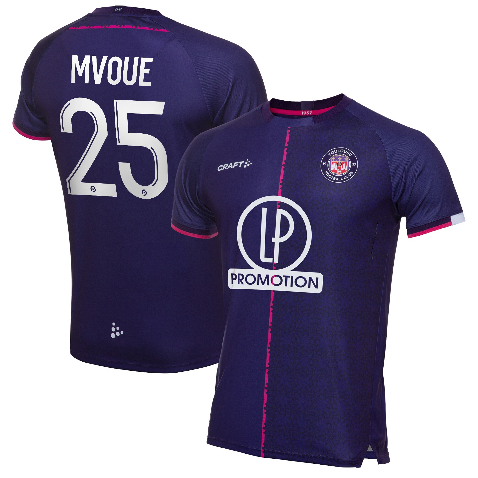 Toulouse Football Club Home Pro Shirt 2021-22 with Mvoue 25 printing