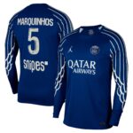 Men's PSG Jordan Fourth Stadium Shirt 2024-25 - Long Sleeve with Marquinhos 5 printing