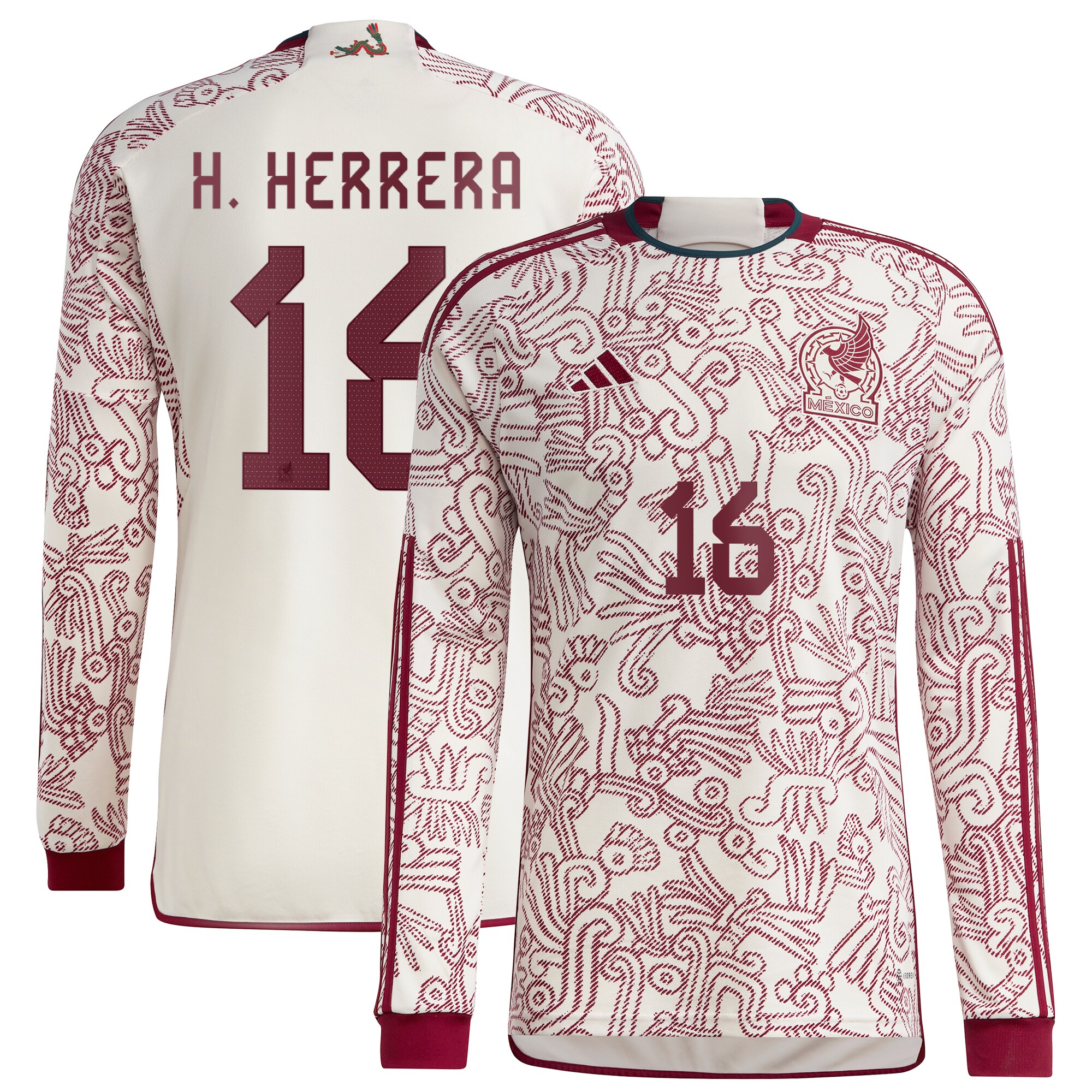 Héctor Herrera Mexico National Team 2022/23 Away Long Sleeve Player Jersey