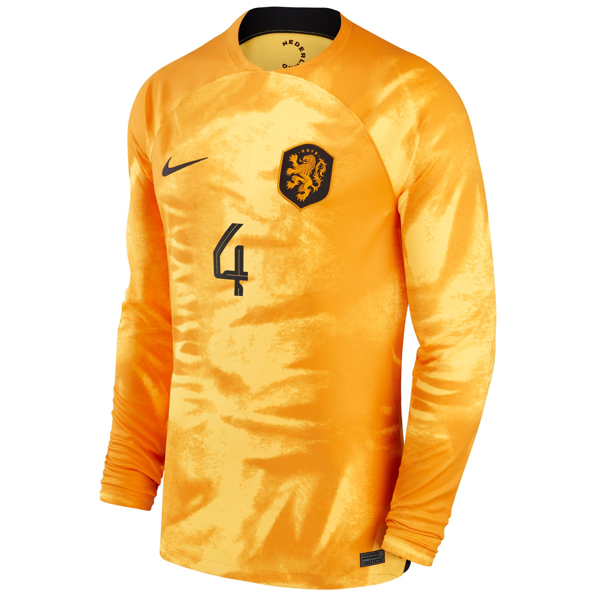 Virgil Van Dijk Netherlands National Team 2022/23 Home Breathe Stadium Player Long Sleeve Jersey
