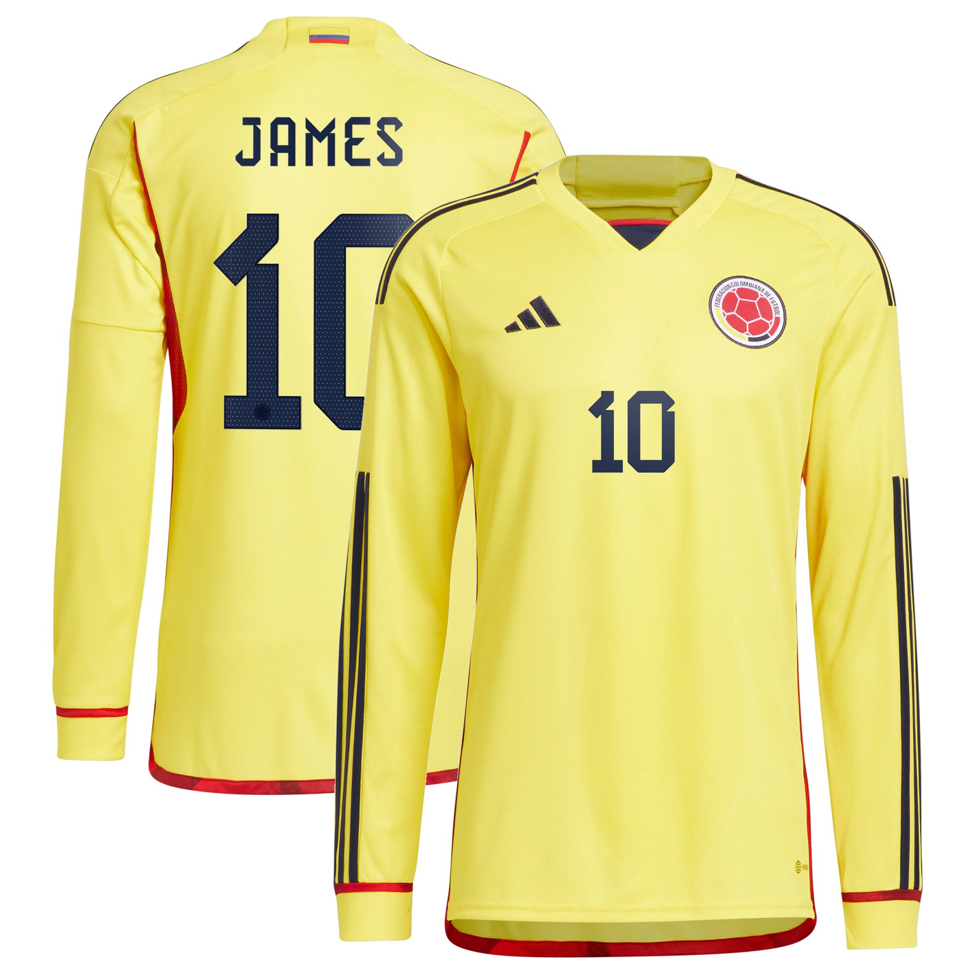 James Rodriguez Colombia National Team 2022/23 Home Long Sleeve Player Jersey