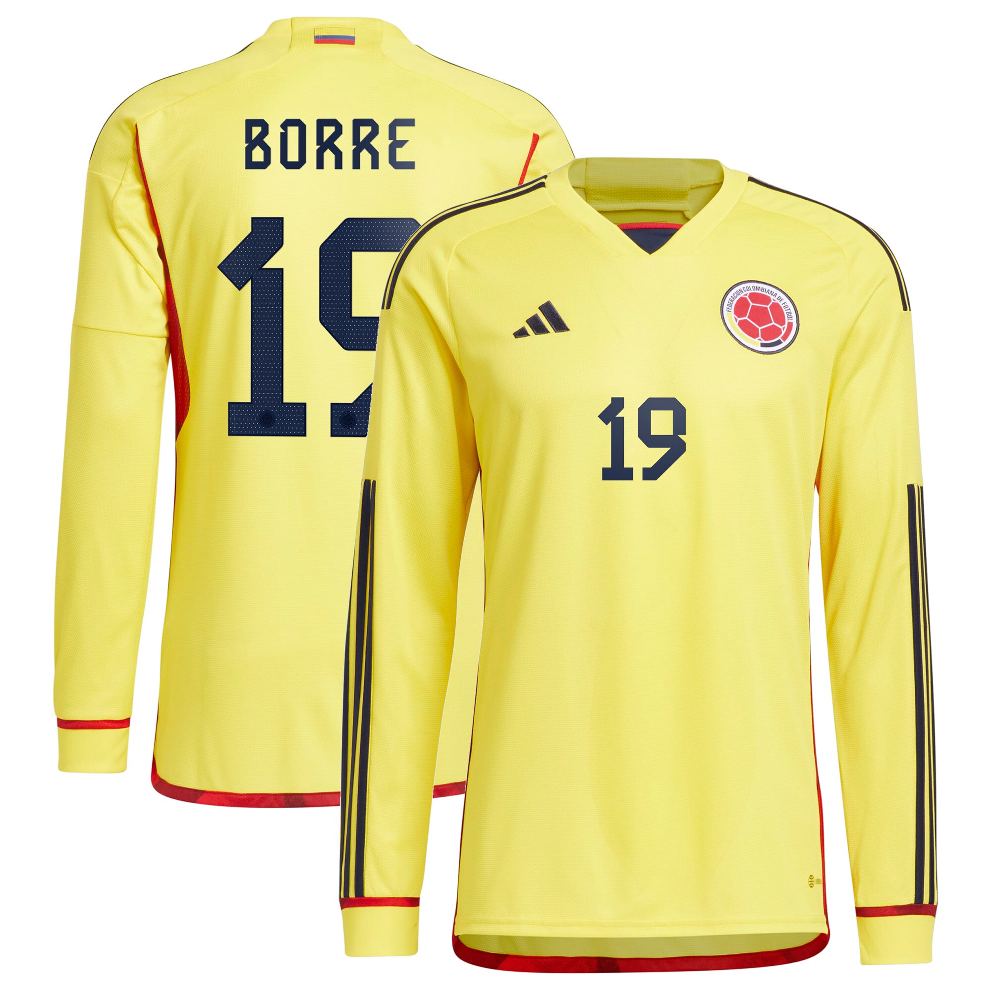 Rafael Borré Colombia National Team 2022/23 Home Long Sleeve Player Jersey