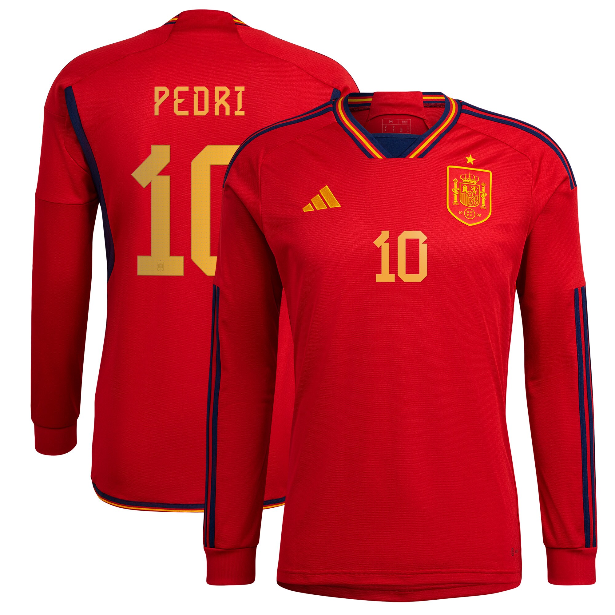 Pedri Spain National Team 2022/23 Home Long Sleeve Player Jersey