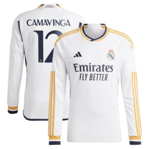 Eduardo Camavinga Real Madrid 2023/24 Home Long Sleeve Jersey