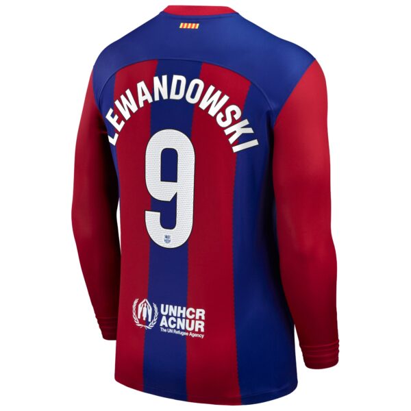 Robert Lewandowski Barcelona 2023/24 Home Long Sleeve Jersey