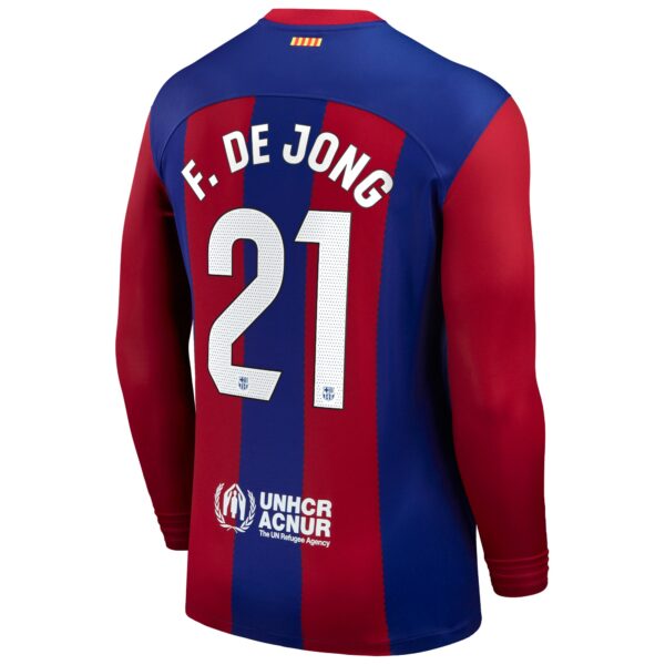 Frenkie de Jong Barcelona 2023/24 Home Long Sleeve Jersey