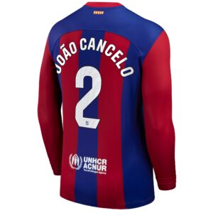 Joao Cancelo Barcelona 2023/24 Home Stadium Long Sleeve Player Jersey